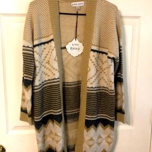 Tan/Grey Patterned Cardigan